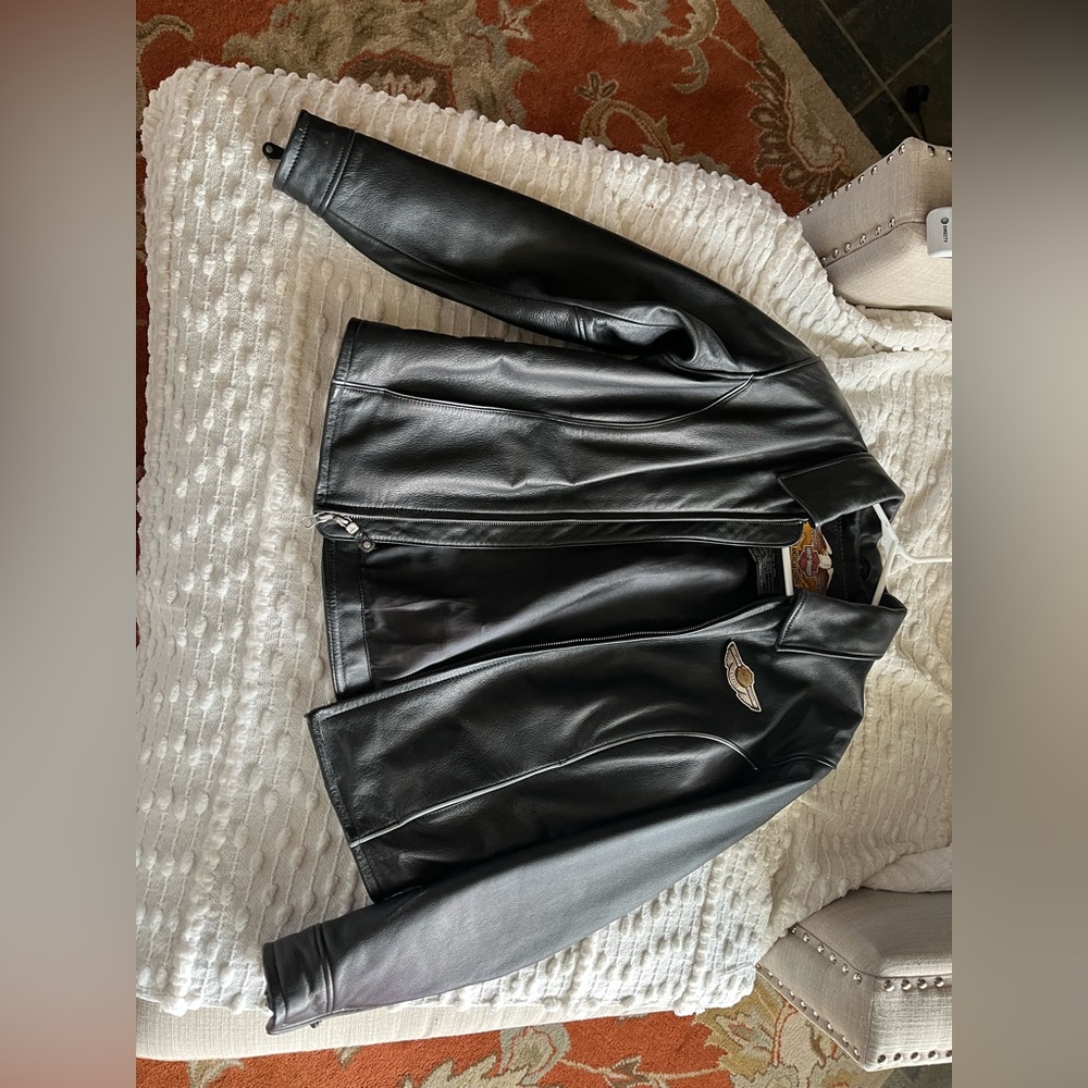 Woman’s Harley Davidson 100th anniversary leather jacket.